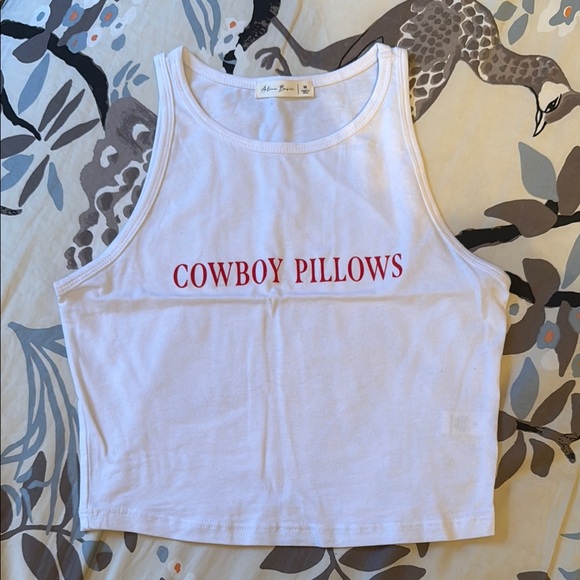 White Cowboy Pillows Tank Top Cropped - Picture 1 of 2